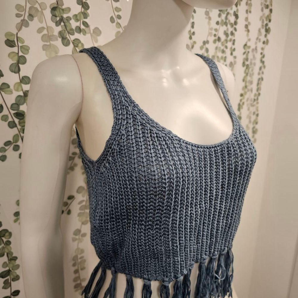 Women's Raga Knit Crop Top, Size S, Blue - Picture 4 of 9